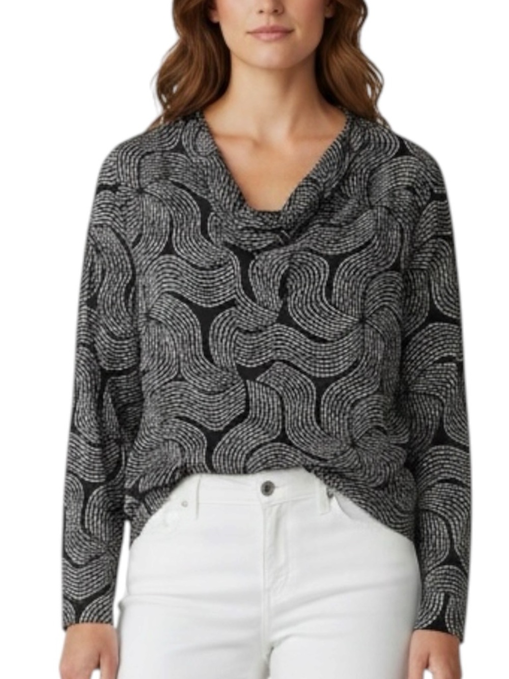 ESCAPADA  Resort Wear Patterned Blouse in Black and White Size Small - Picture 1 of 8